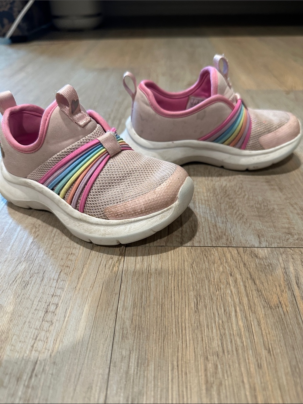 Kids Pink Slip-On Sneakers with Rainbow Accent Skechers